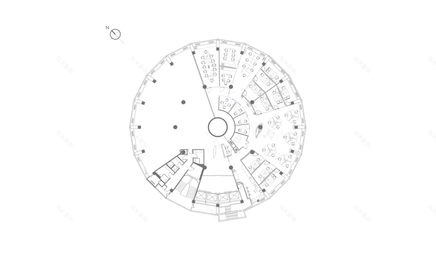 环形办公室的有机流动与自然光应用-40