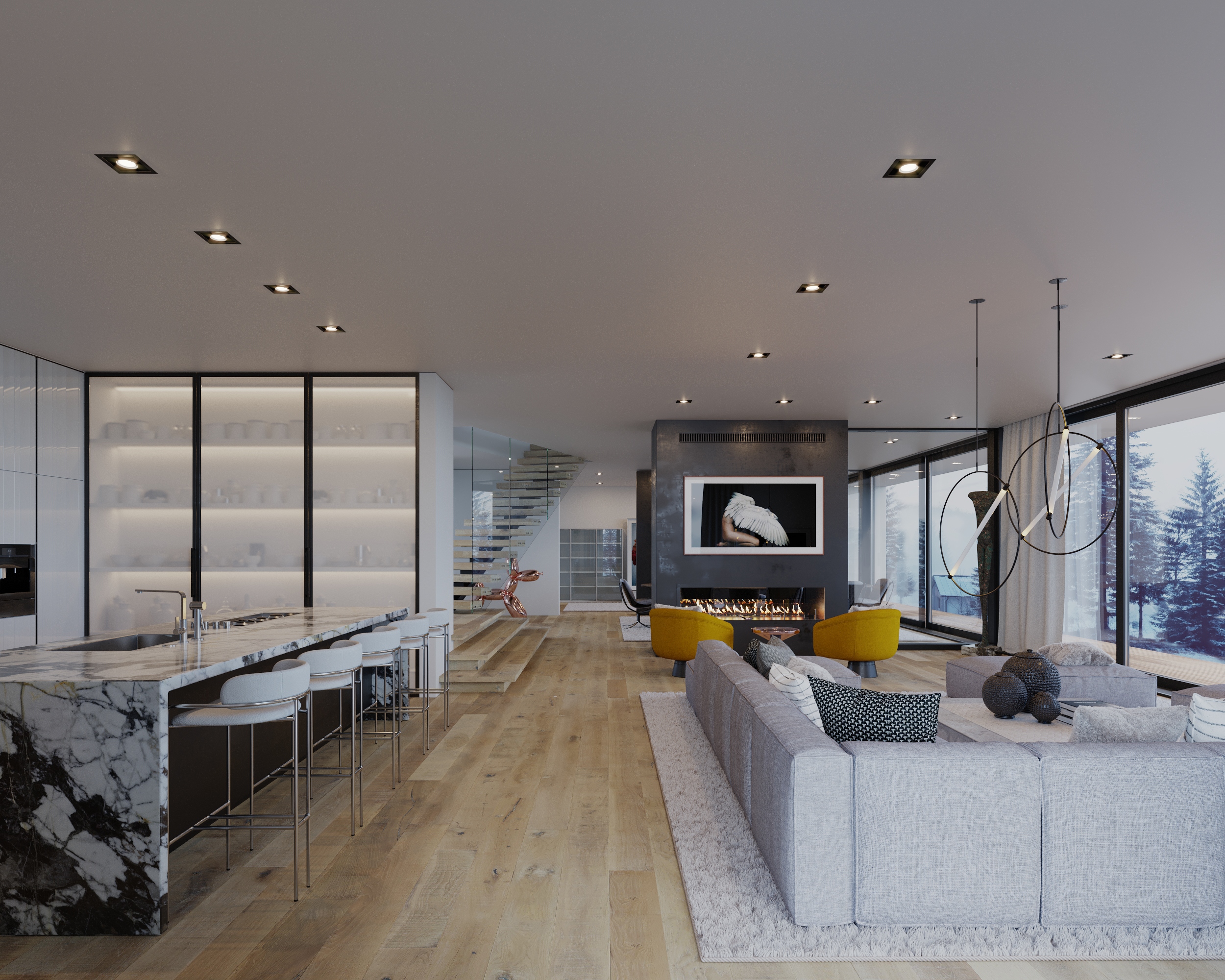 Powder Mountain house visualization. Cinema 4D + Corona-6