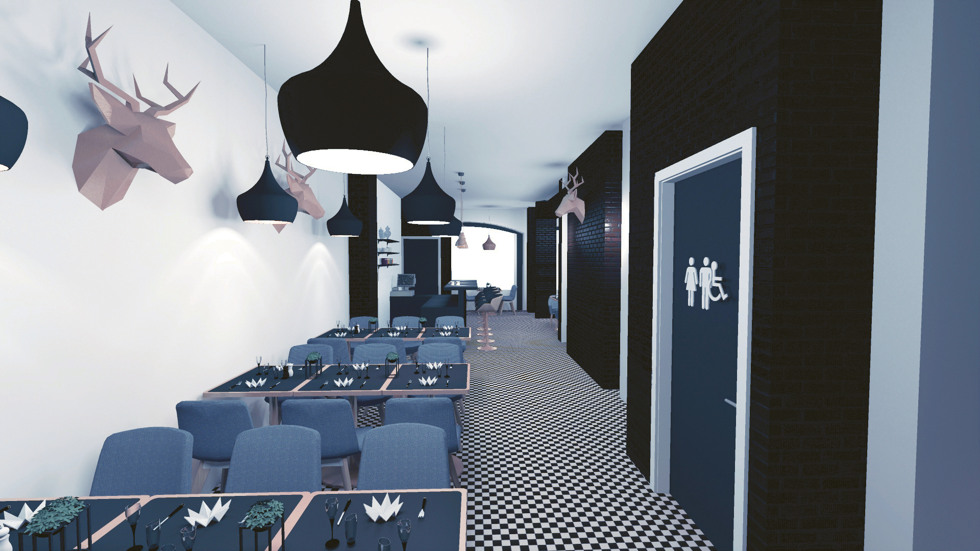 "My Deer"餐厅 | 黑白对比的精致空间-12