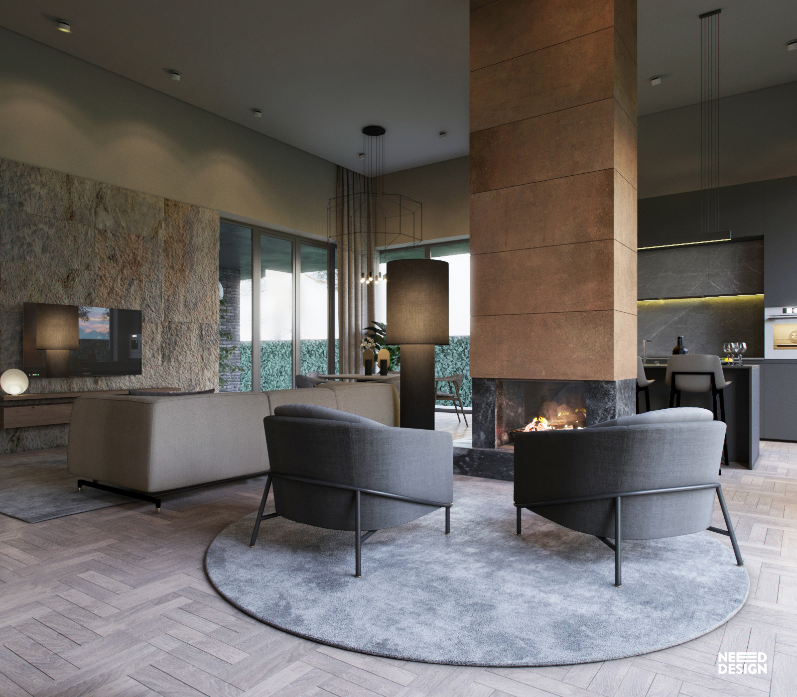 乌克兰 130 平米家庭住宅，钢饰面打造独特魅力-10