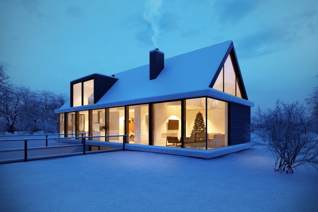 冬日森林中的现代家园-0