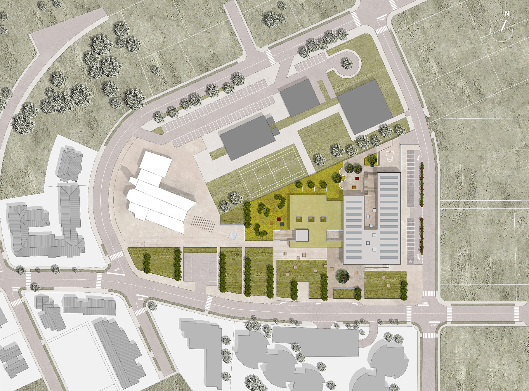 托儿所与小学综合体 · 绿色公共空间与教育的完美融合-1