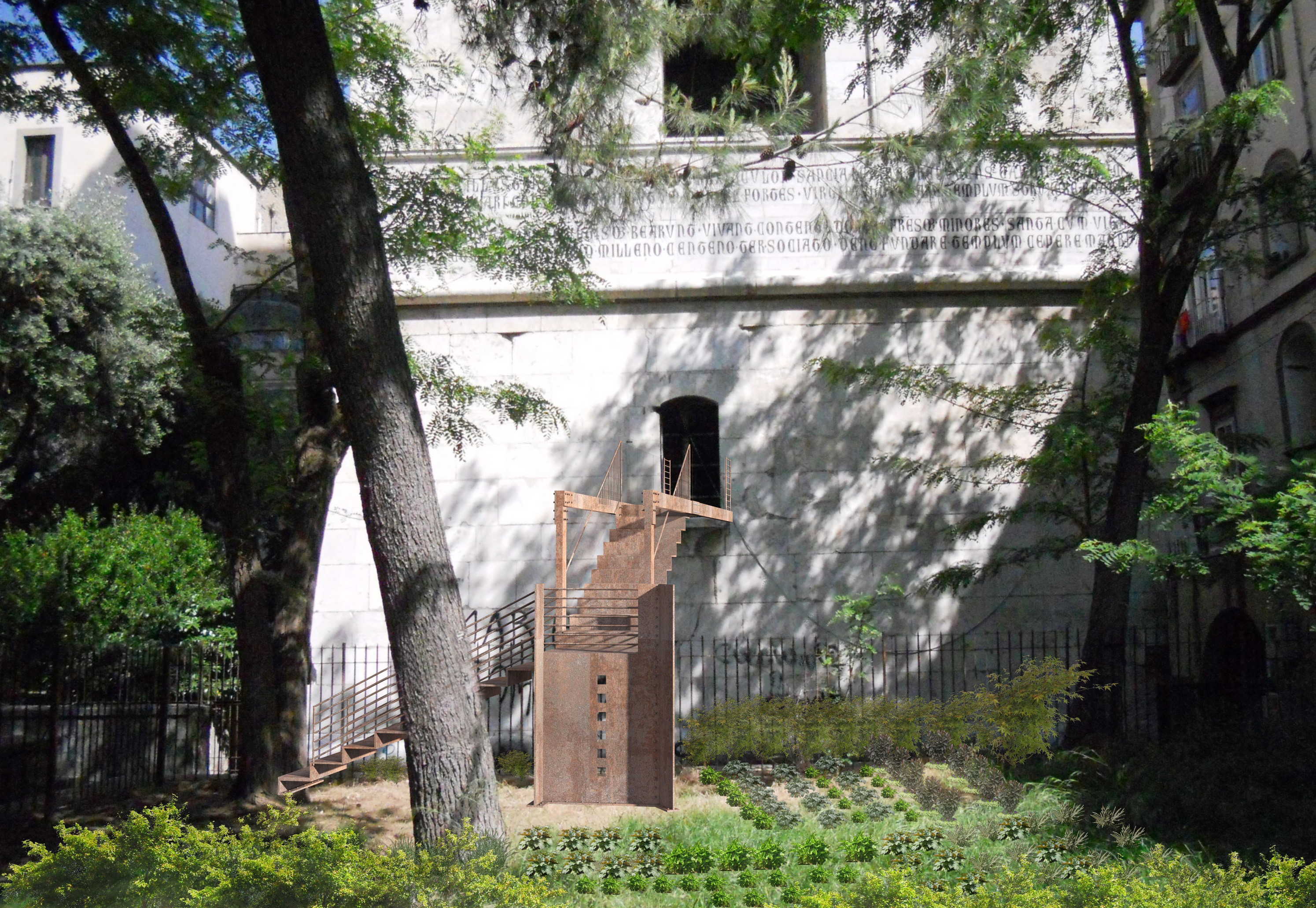 Napoli Santa Chiara 塔楼景观楼梯设计-13