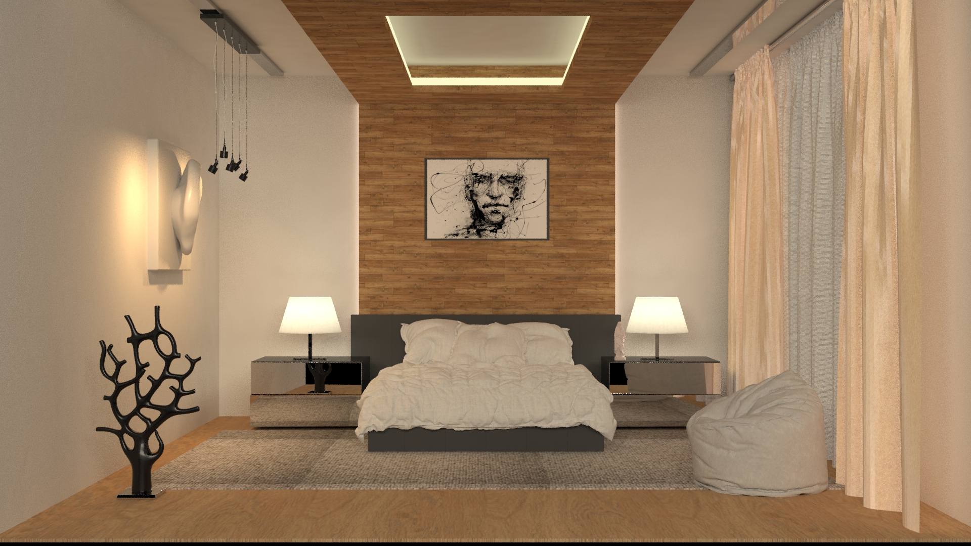 简约卧室设计，360 度全景展示-2