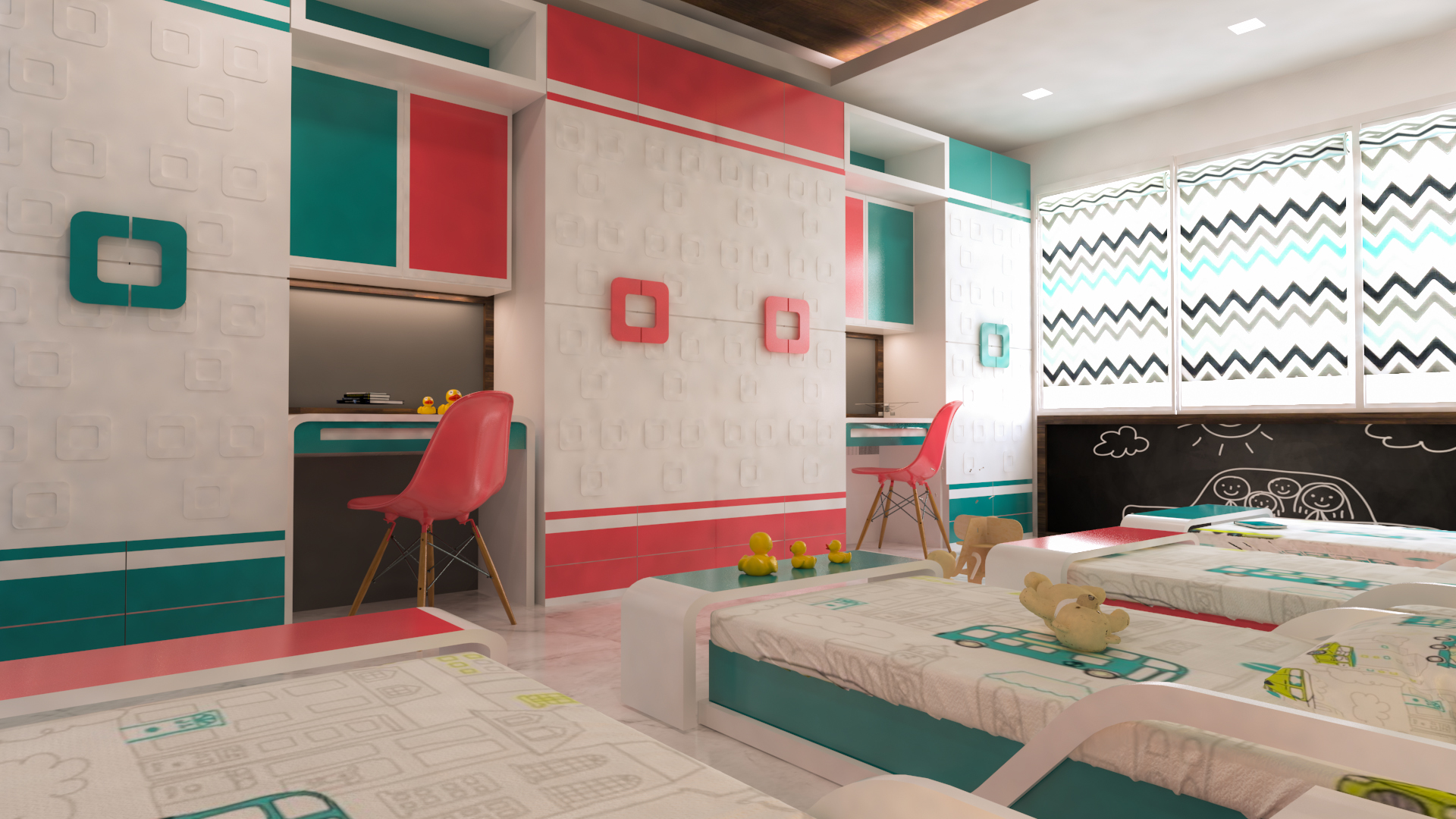 四童共享空间 明亮温馨儿童卧室设计-9