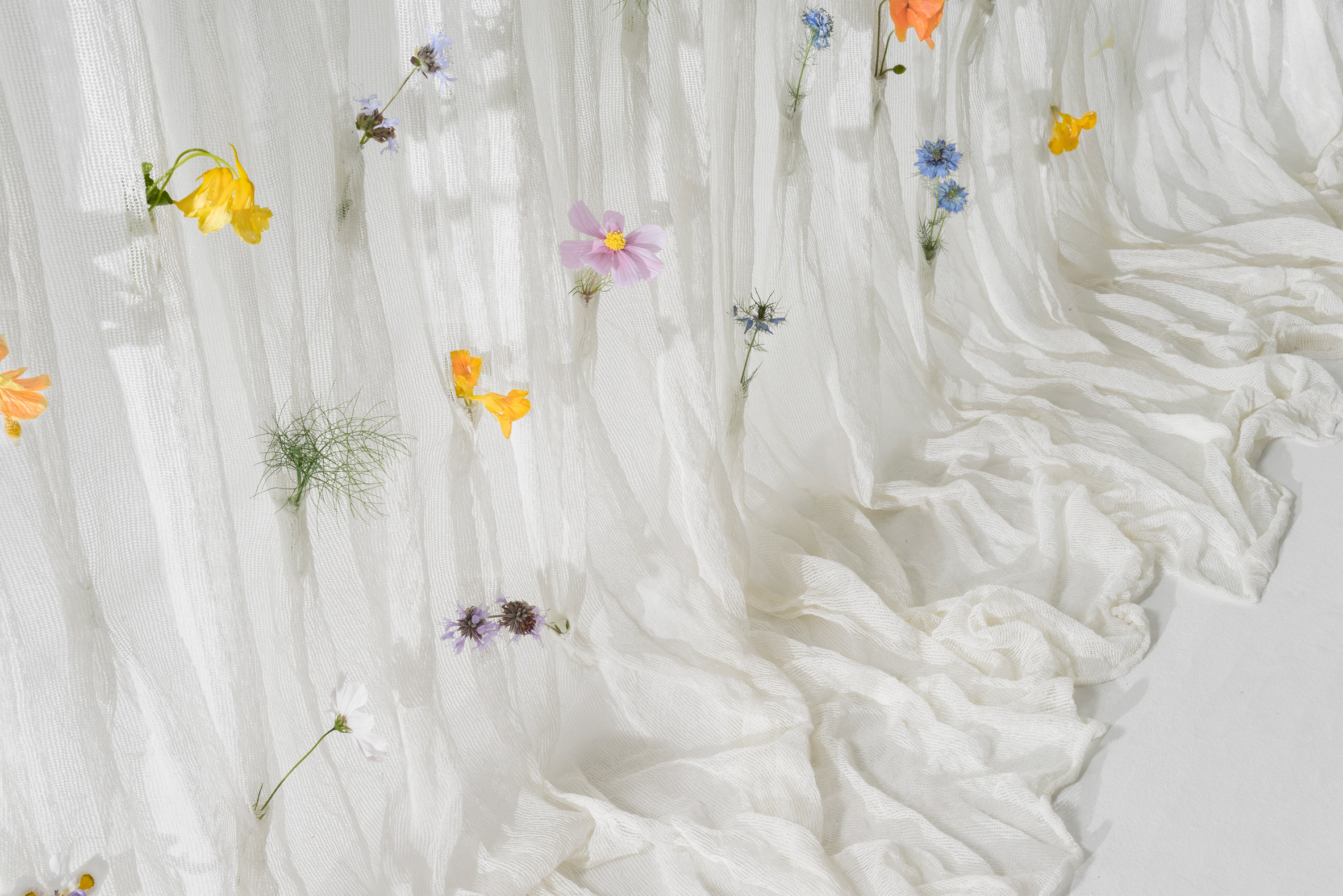 Fresh blooms decorate Draped Flowers Curtain woven from paper-9