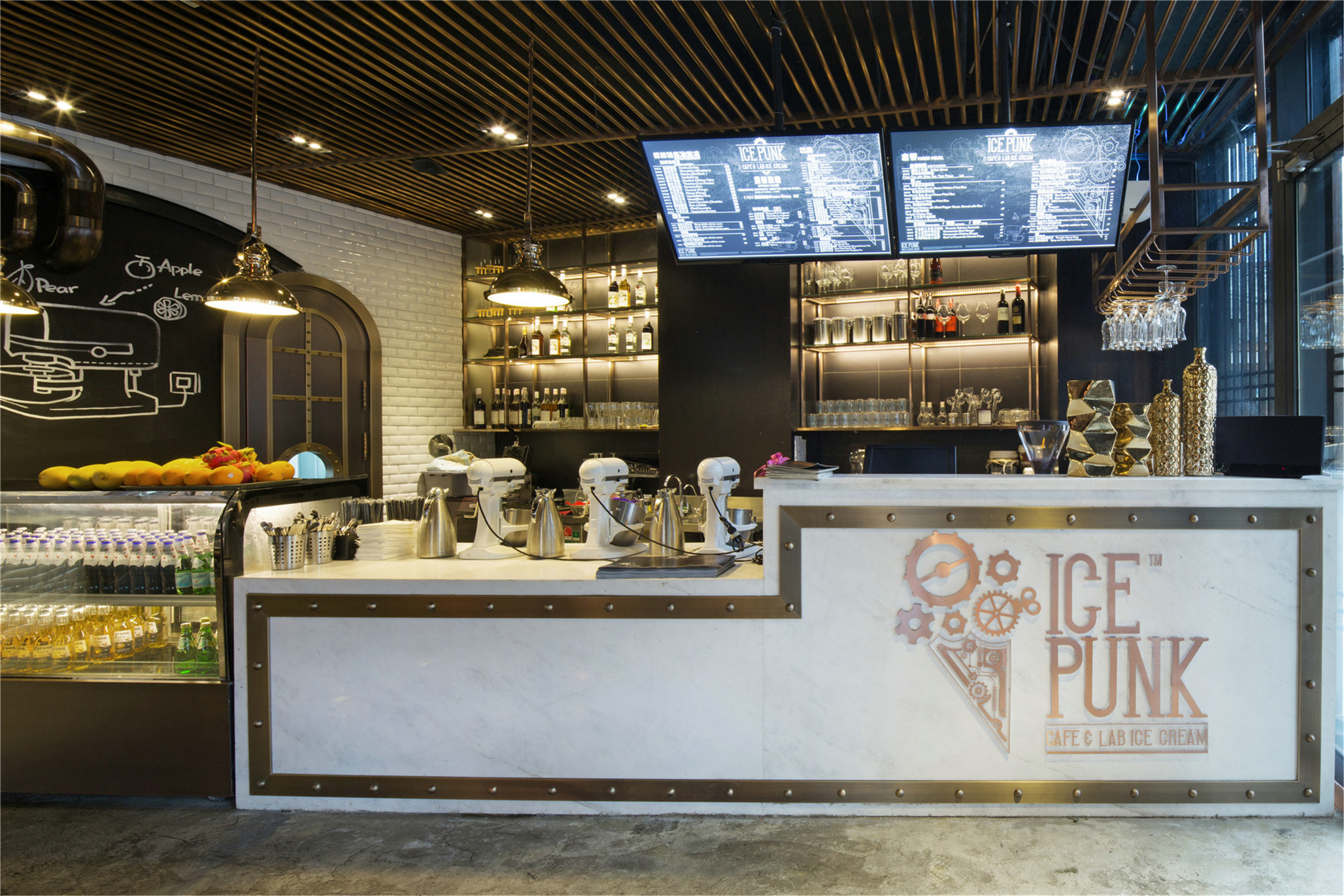 工业风格咖啡厅冰淇淋店实景高清大图+施工图+设计说明-7