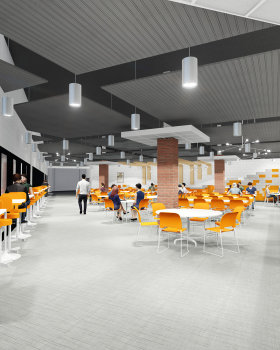 高中食堂设计概念 | Revit 规划，Sketchup 装饰，Lumion 摄影