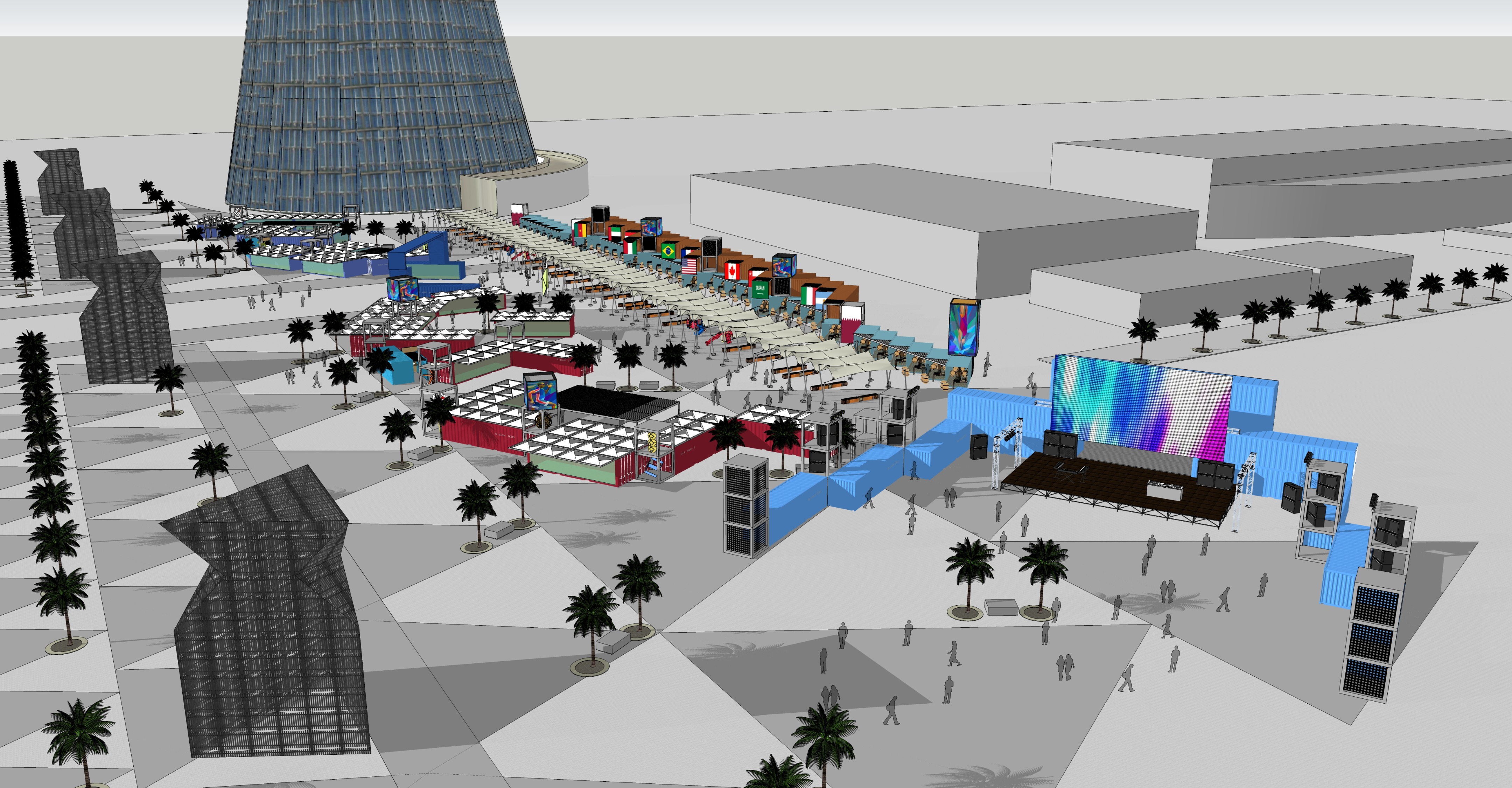 卡塔尔 Aspire Pedestrian Strip | 公园式休闲中心设计-0