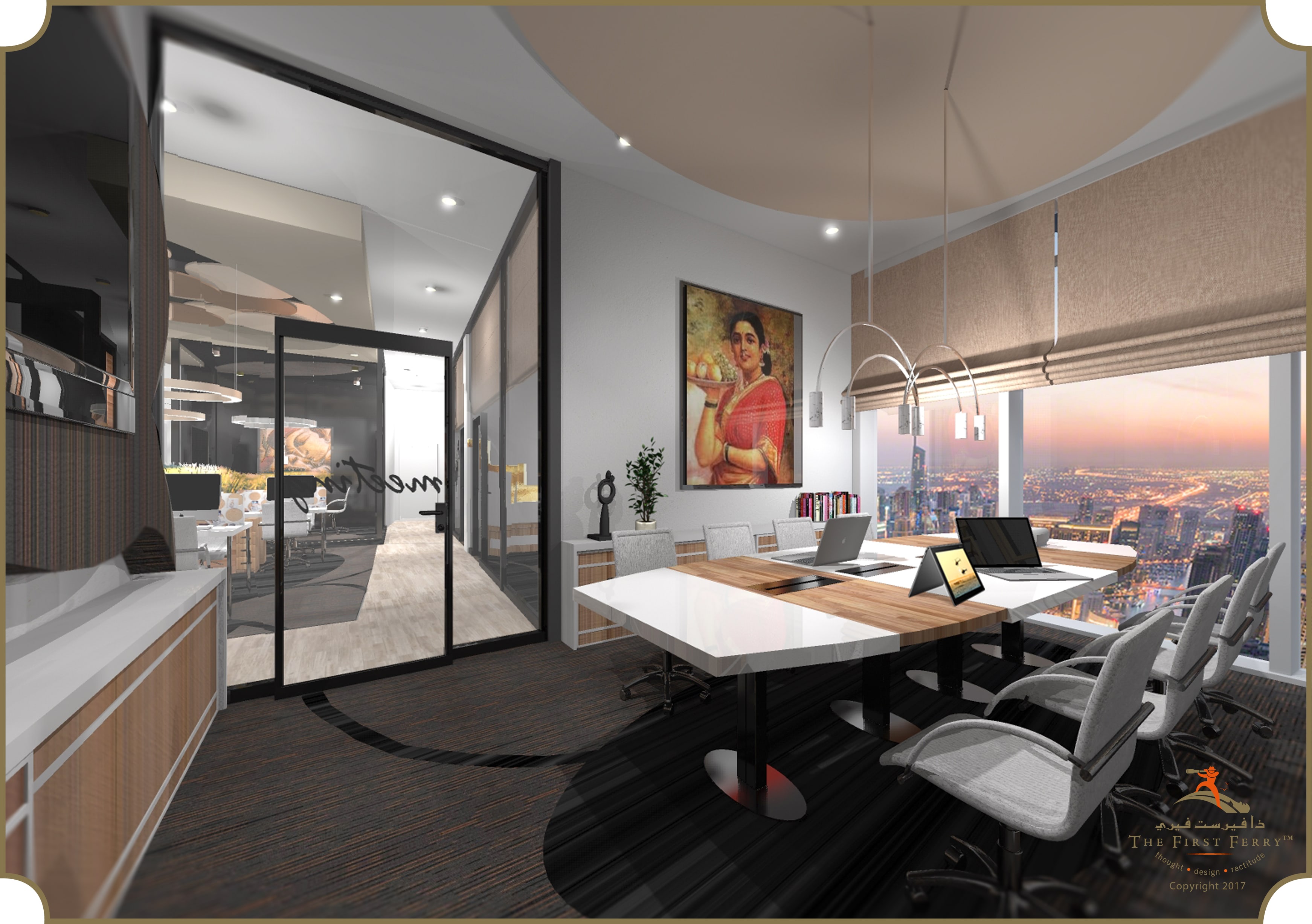 迪拜 binary tower 奢华办公空间设计-5