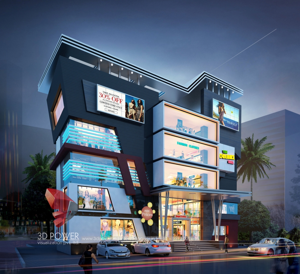 购物中心建筑三维渲染-3