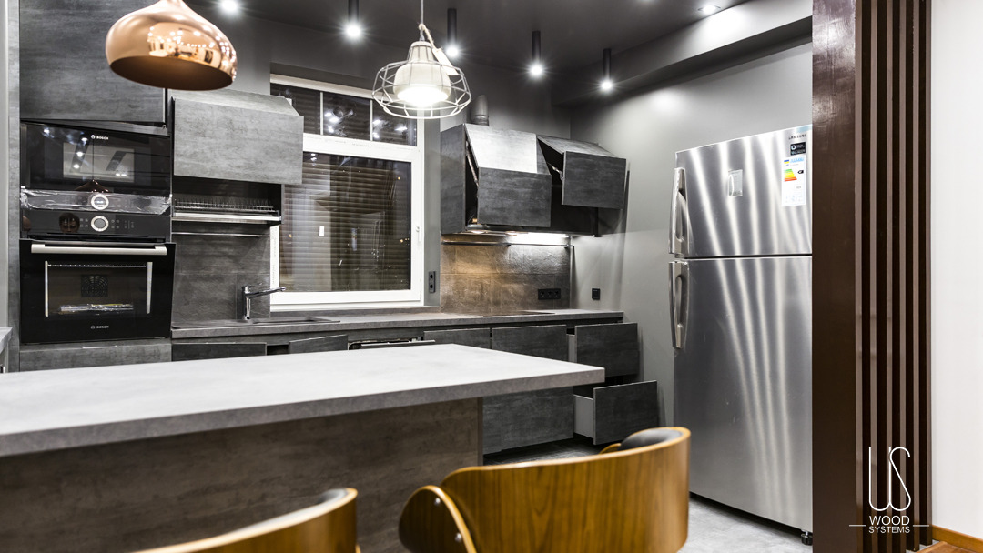 乌克兰基辅"石墨焦糖"厨房设计-3