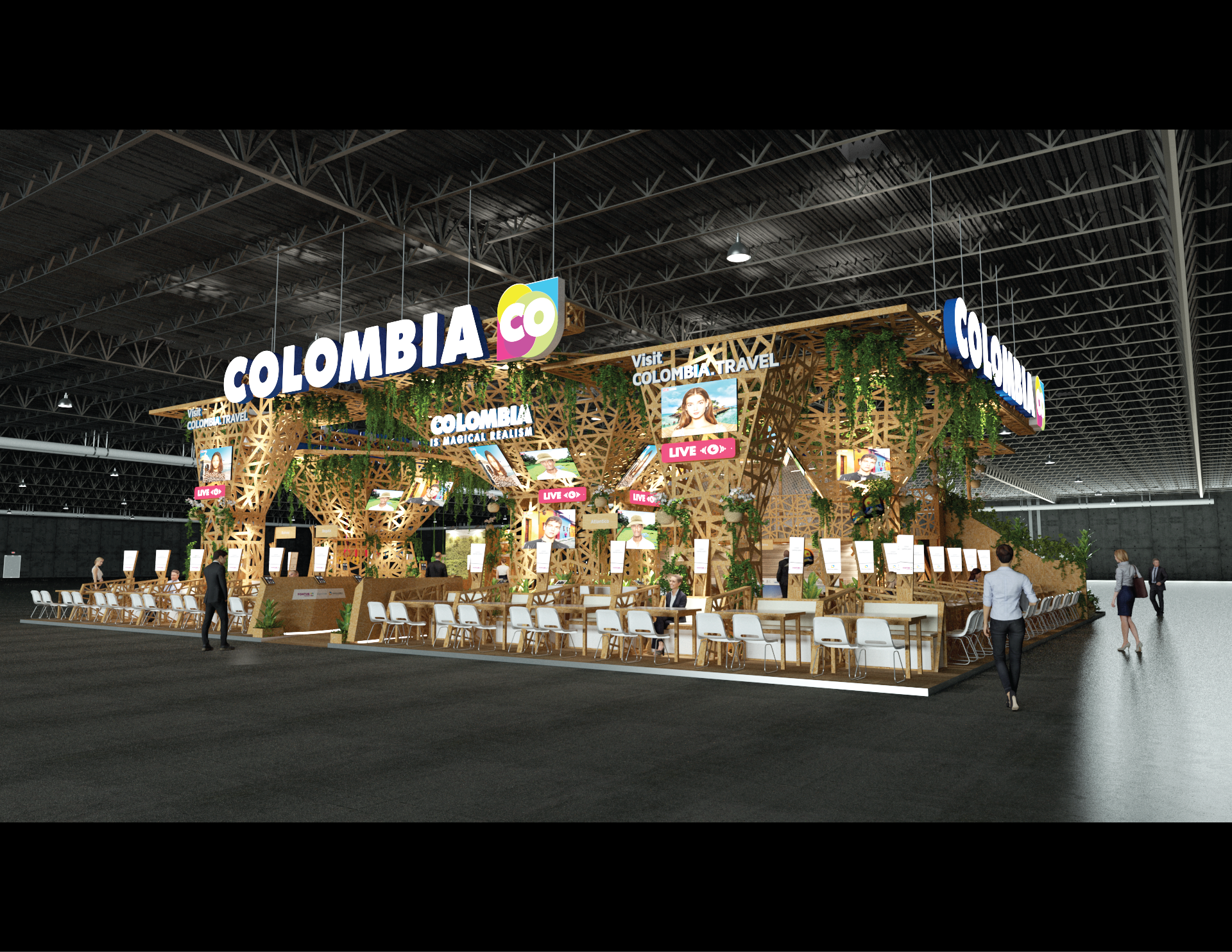 哥伦比亚旅游展台设计 | 丛林幻境中的魔法体验-1