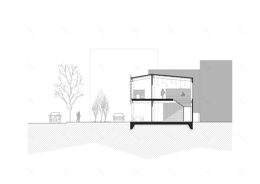 韩国仁川“森林的房子”餐厅,绿色百叶窗创造自然立面-16