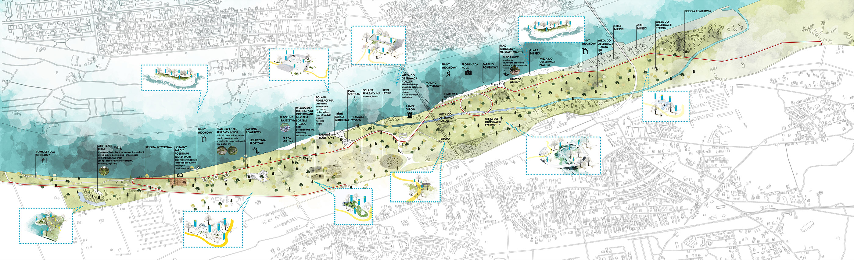 波兰 Toruń城堡滨水区改造 | 滨水景观与历史遗迹的和谐融合-2
