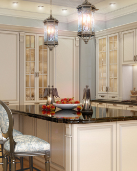 Kitchen design in classic style. Area 49m2 kitchen.