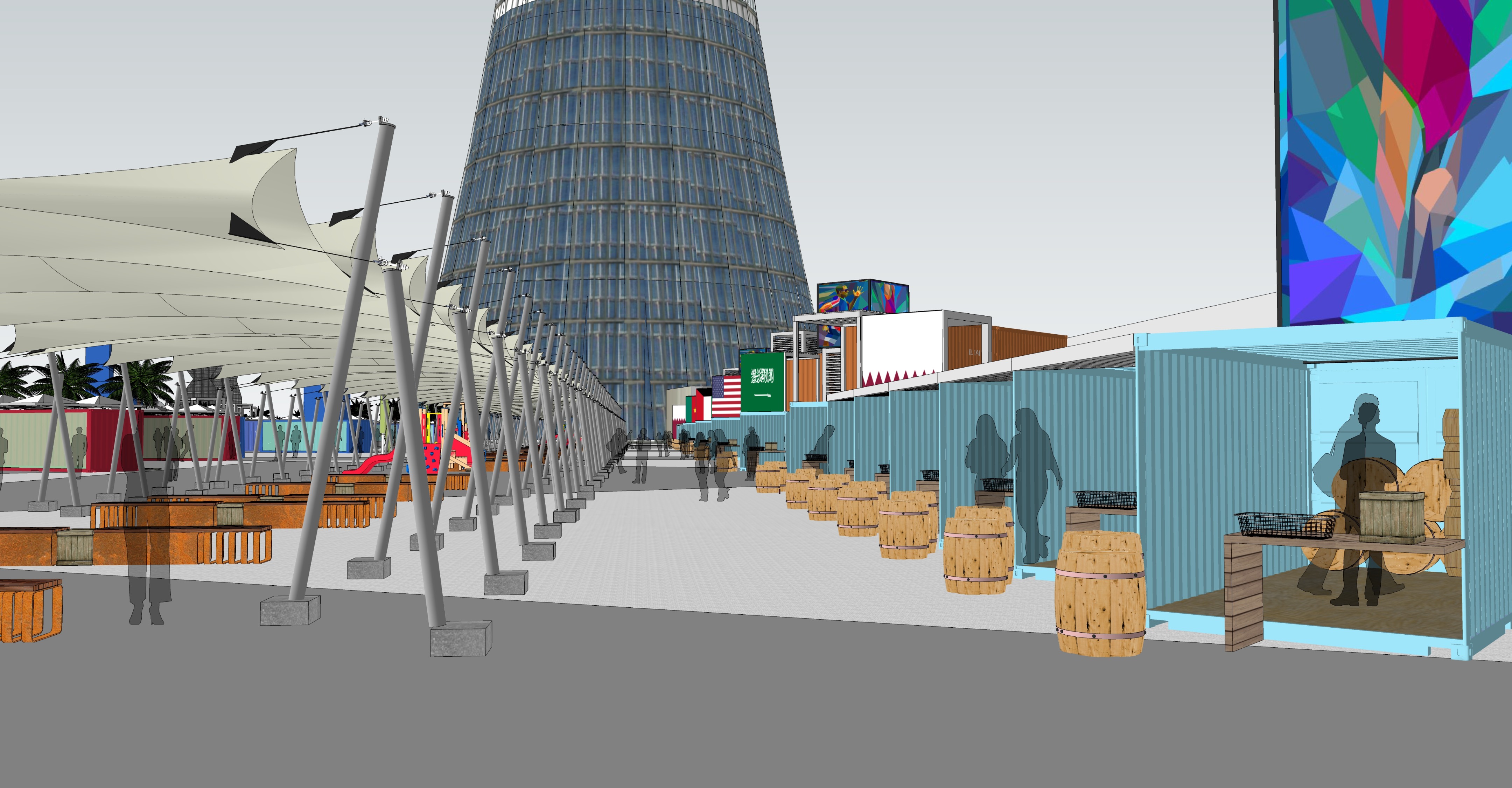 卡塔尔 Aspire Pedestrian Strip | 公园式休闲中心设计-5