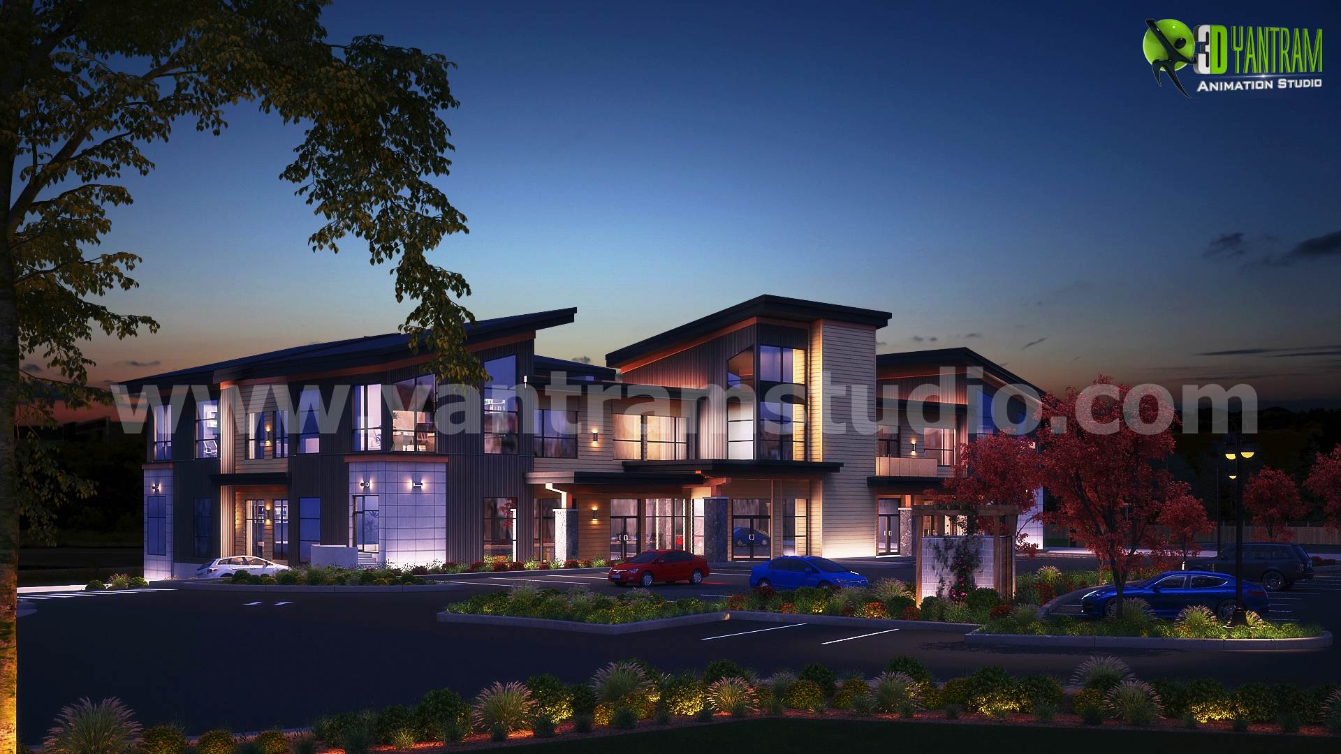 加拿大在建现代办公空间三维渲染-0