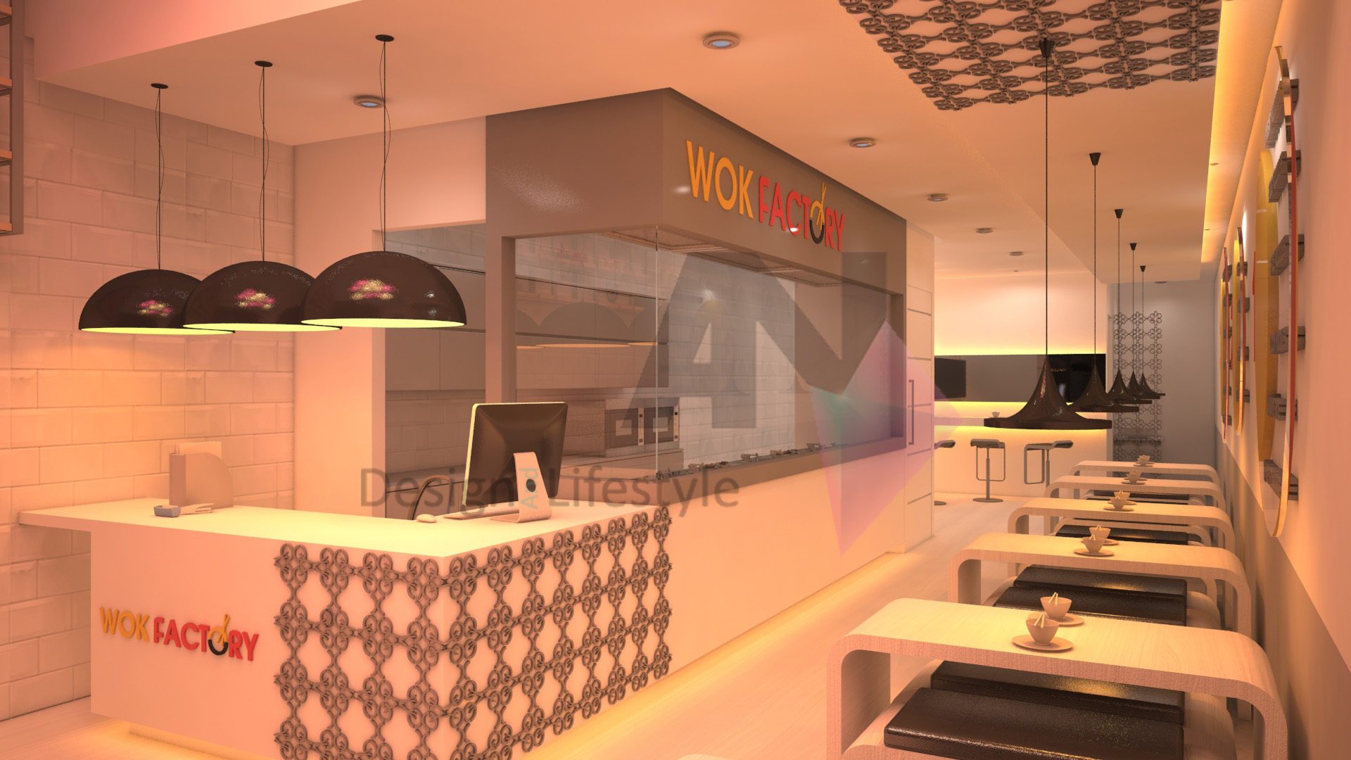 工业风亚洲快餐店设计 | Wok Factory Restaurant-2