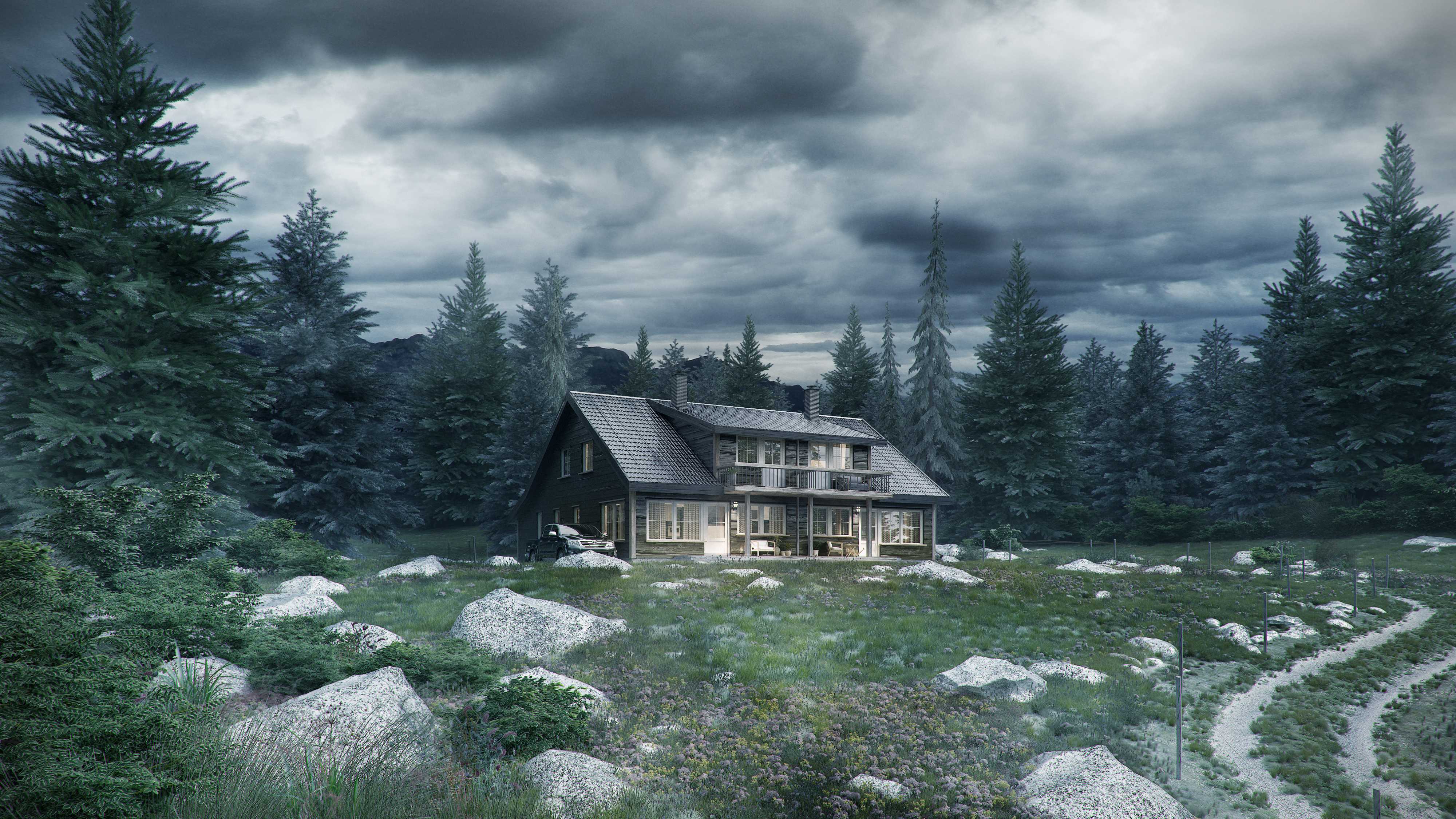 挪威森林中的宁静木屋-10