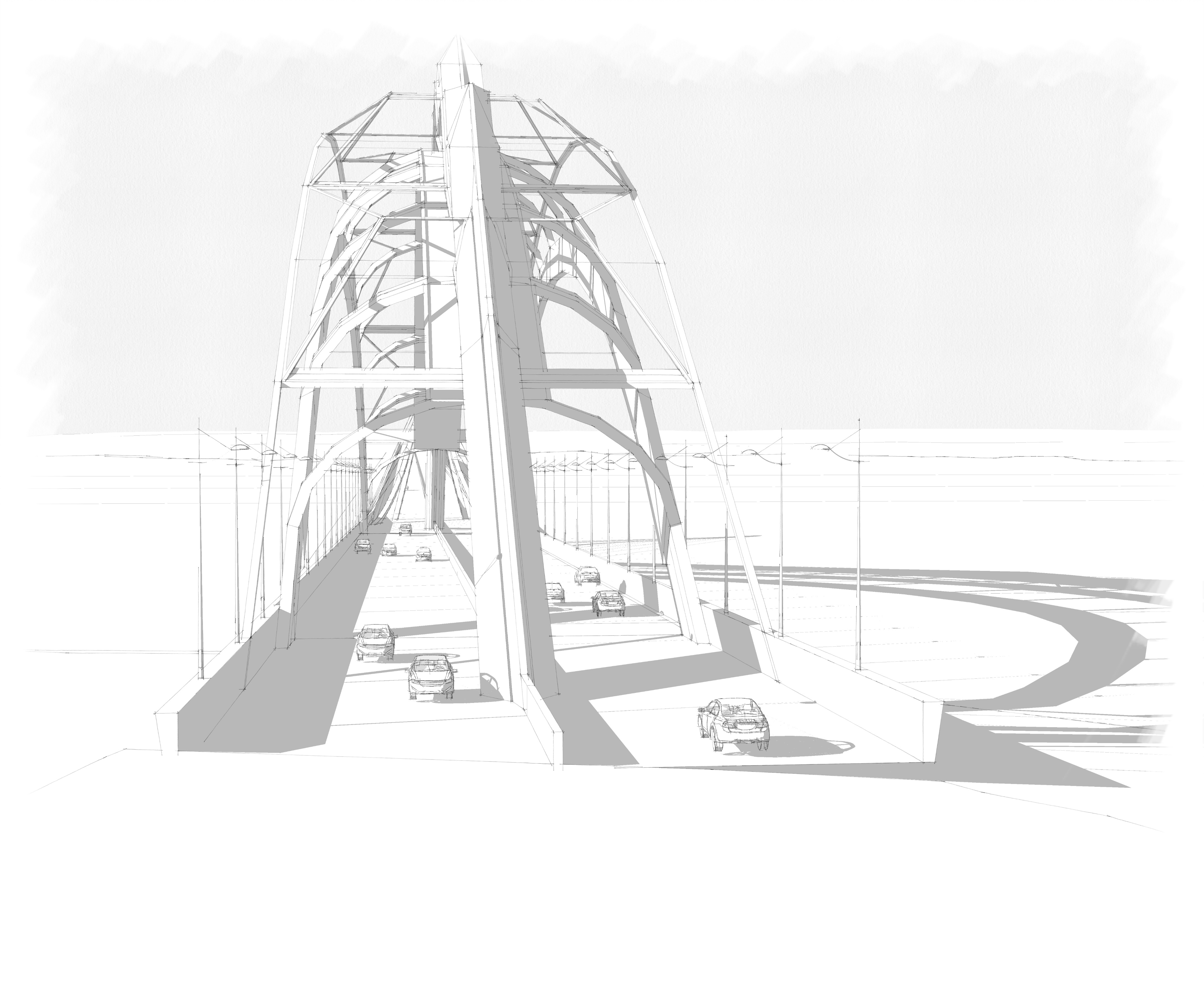 结合鲟鱼元素的 Azerbaijan 地标性桥梁设计-7