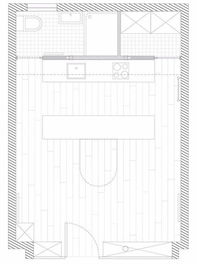 巴黎 30㎡小宅,拱形储物柜打造宽敞空间-2