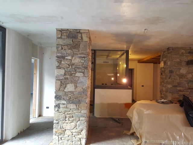 别墅，餐厅·木材和石头-40