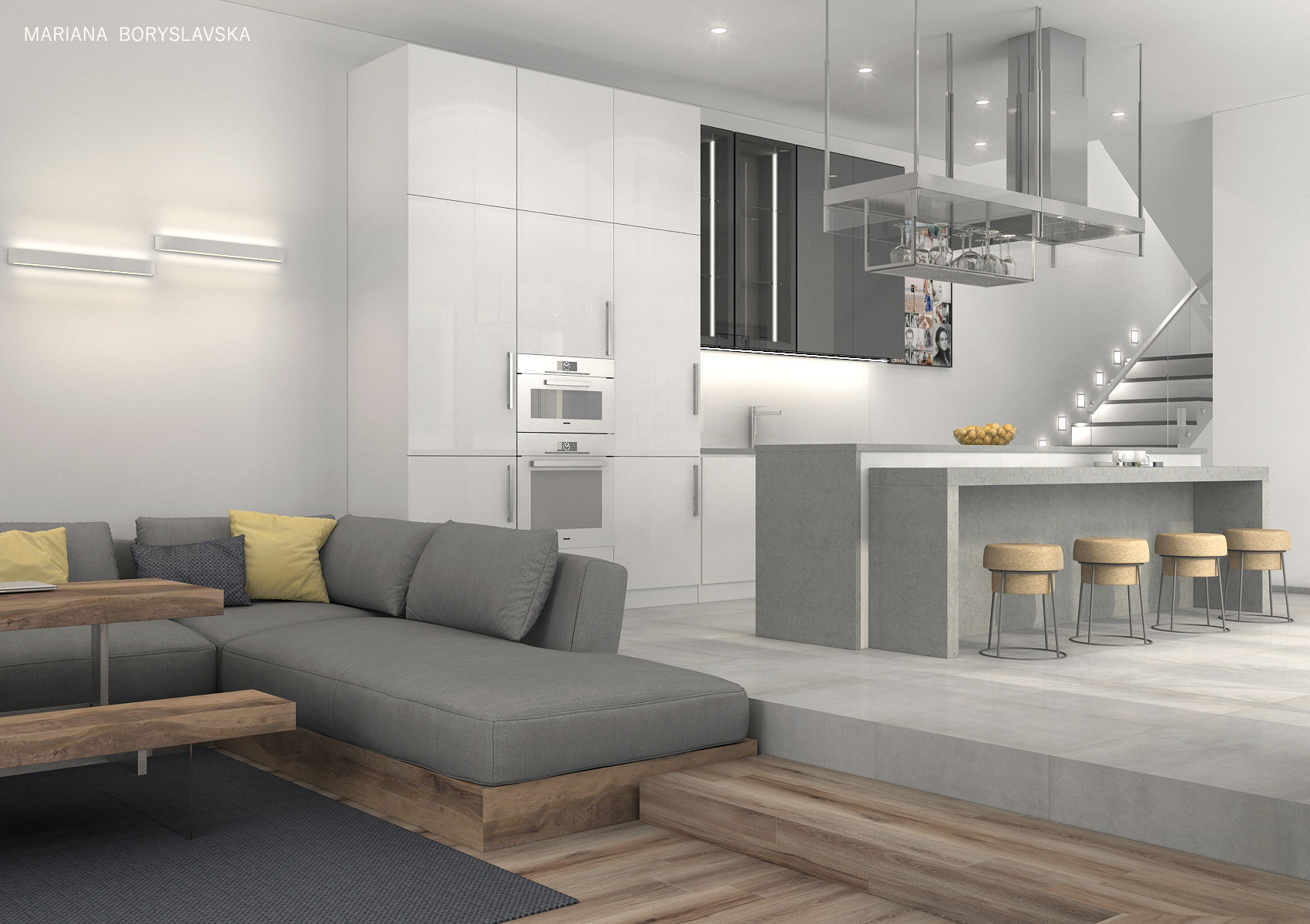 基辅 147 平米联排别墅现代室内设计-17