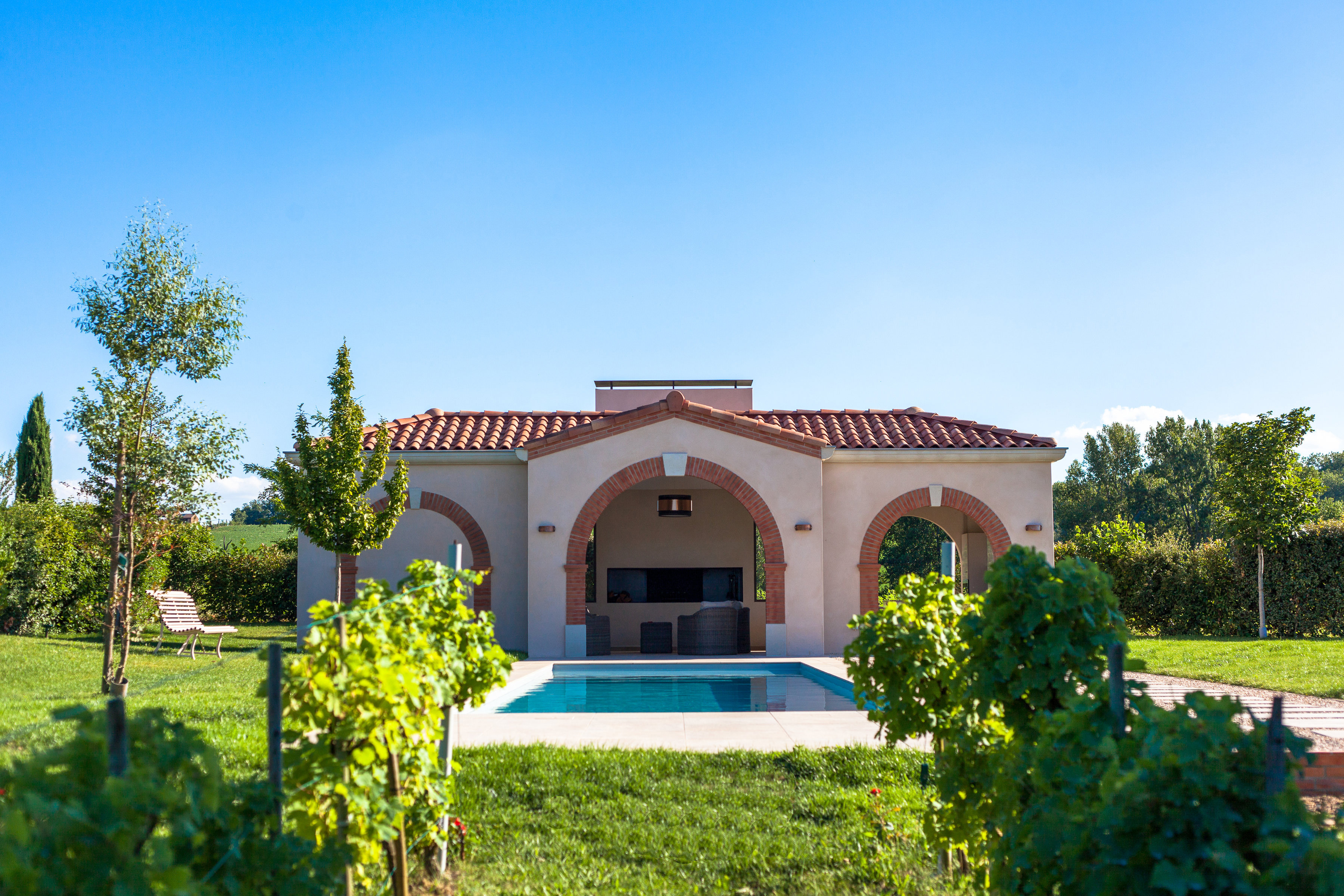 葡萄园中的夏日泳池别墅-0