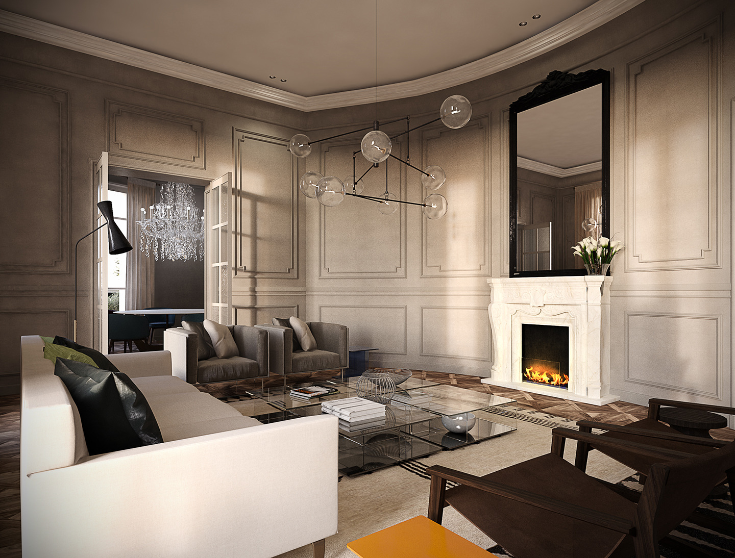 巴黎复式公寓 | 古老建筑中的现代居住艺术-3