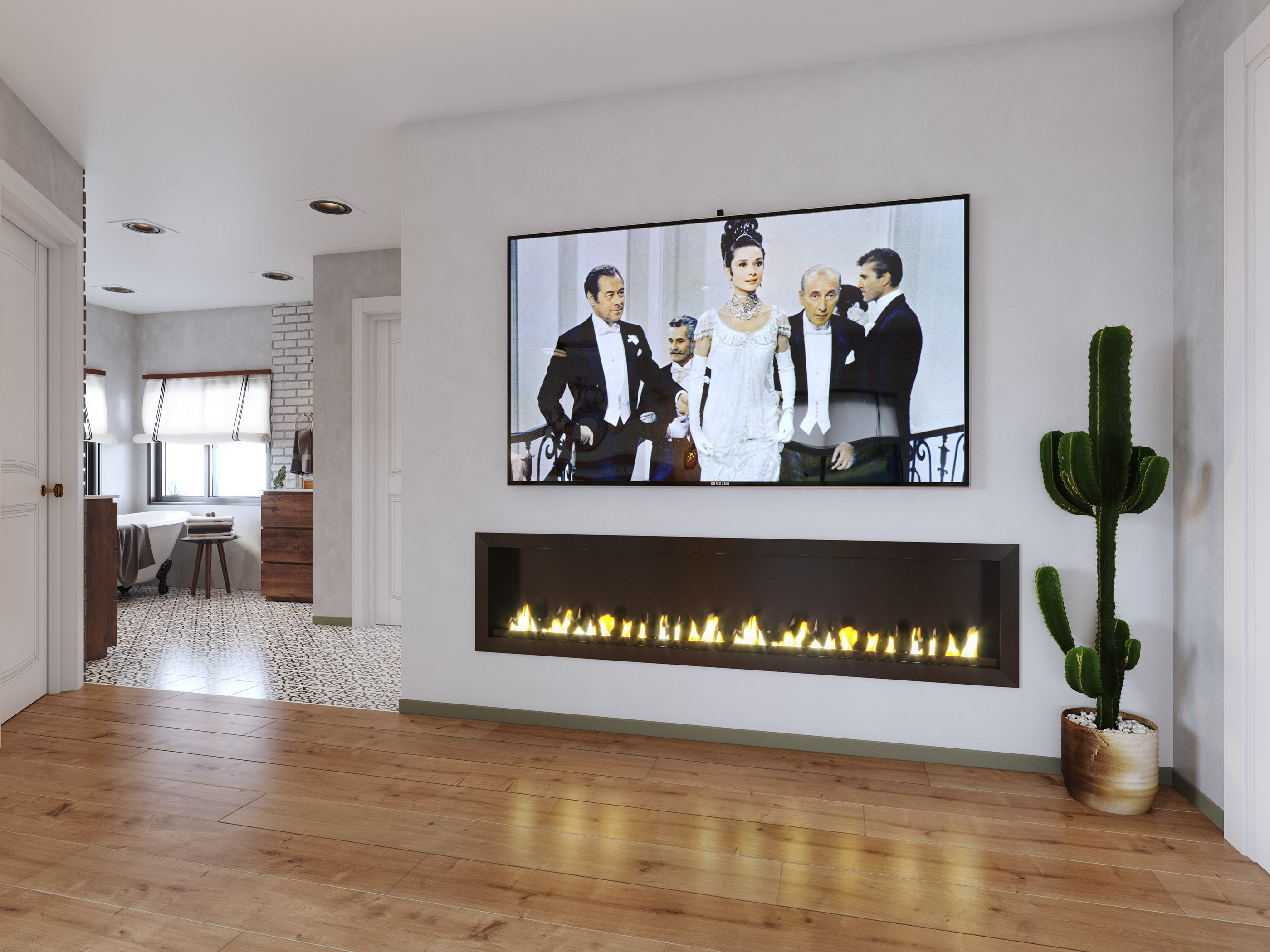 波西米亚卧室与复古工业浴室-4