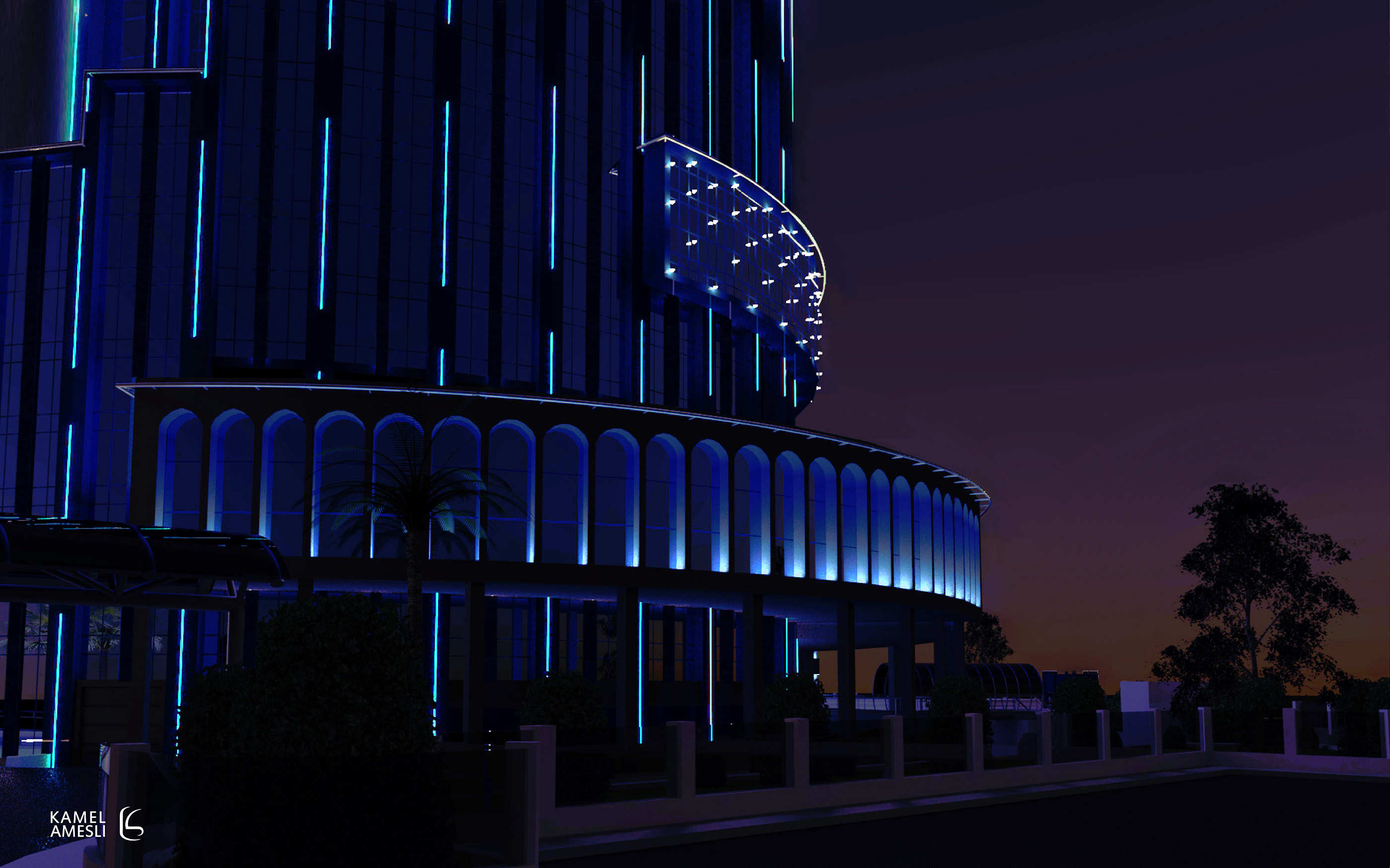 Sonatrach 总部大楼外墙灯光设计-4