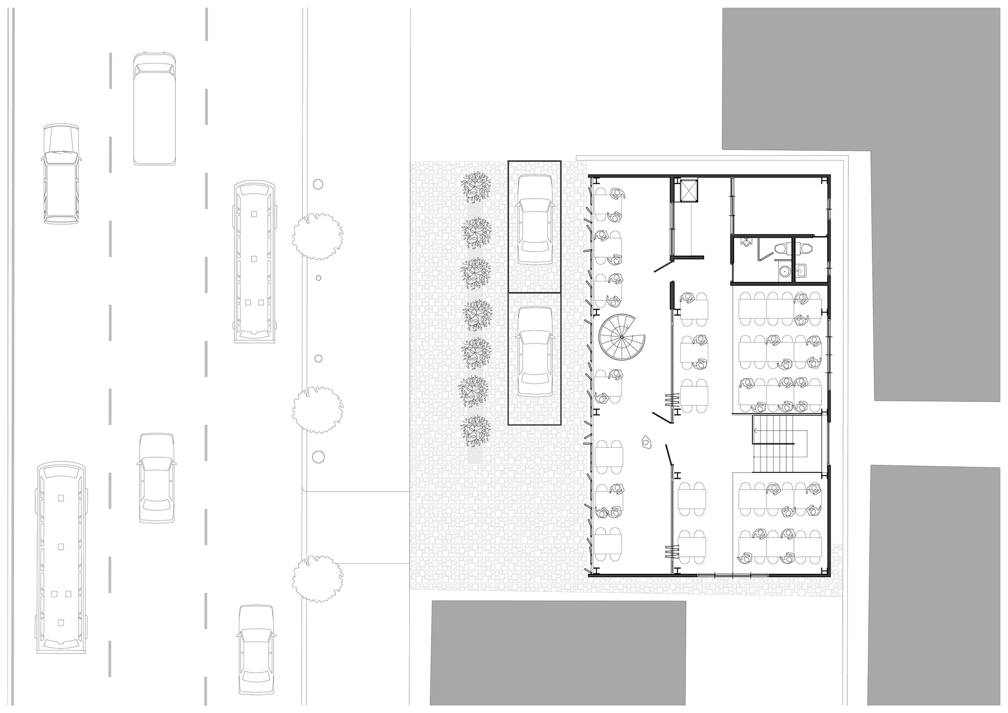 韩国仁川“森林的房子”餐厅，绿色百叶窗创造自然立面-15