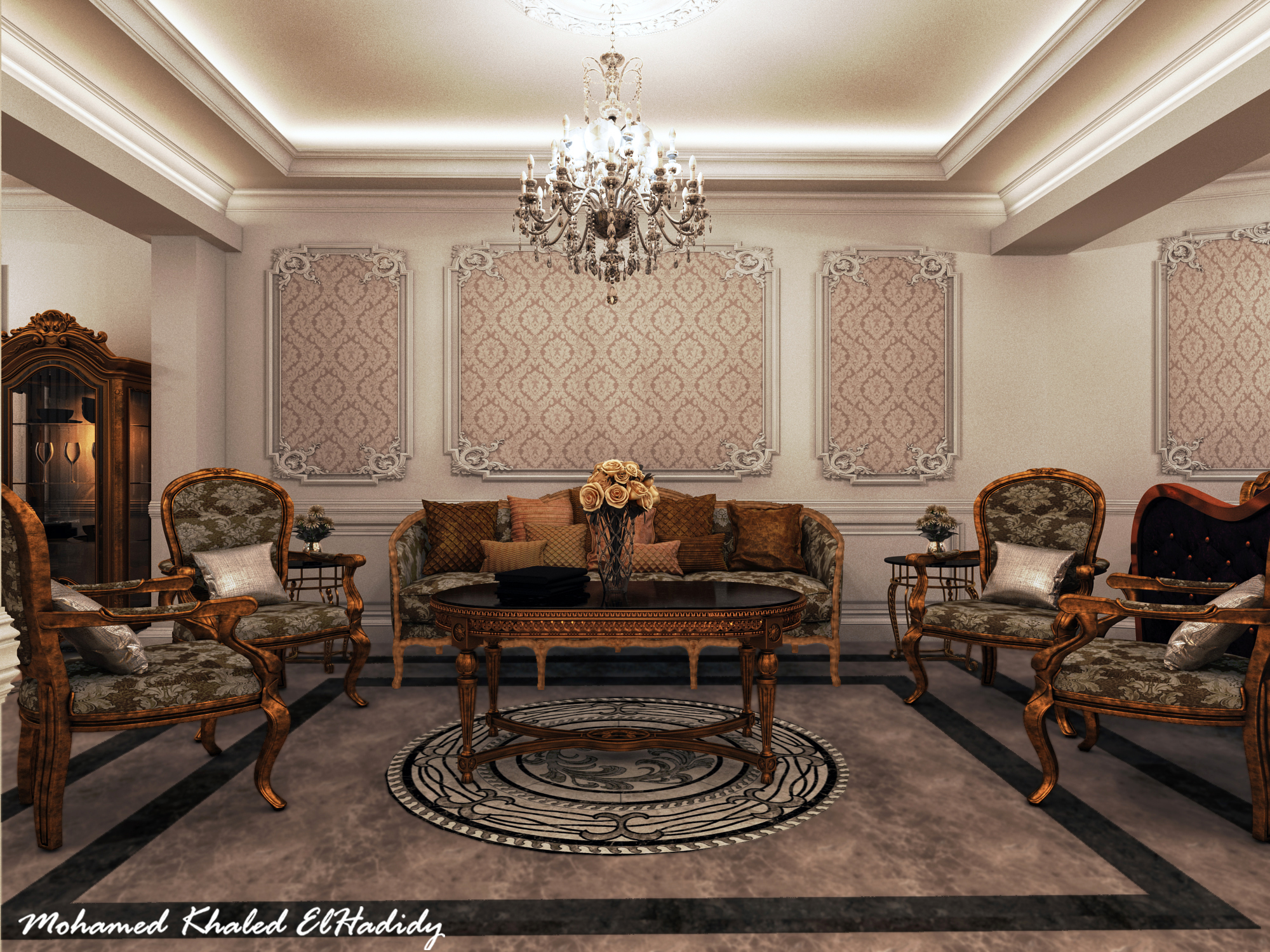 新开罗 110 平米私人别墅接待室设计-5