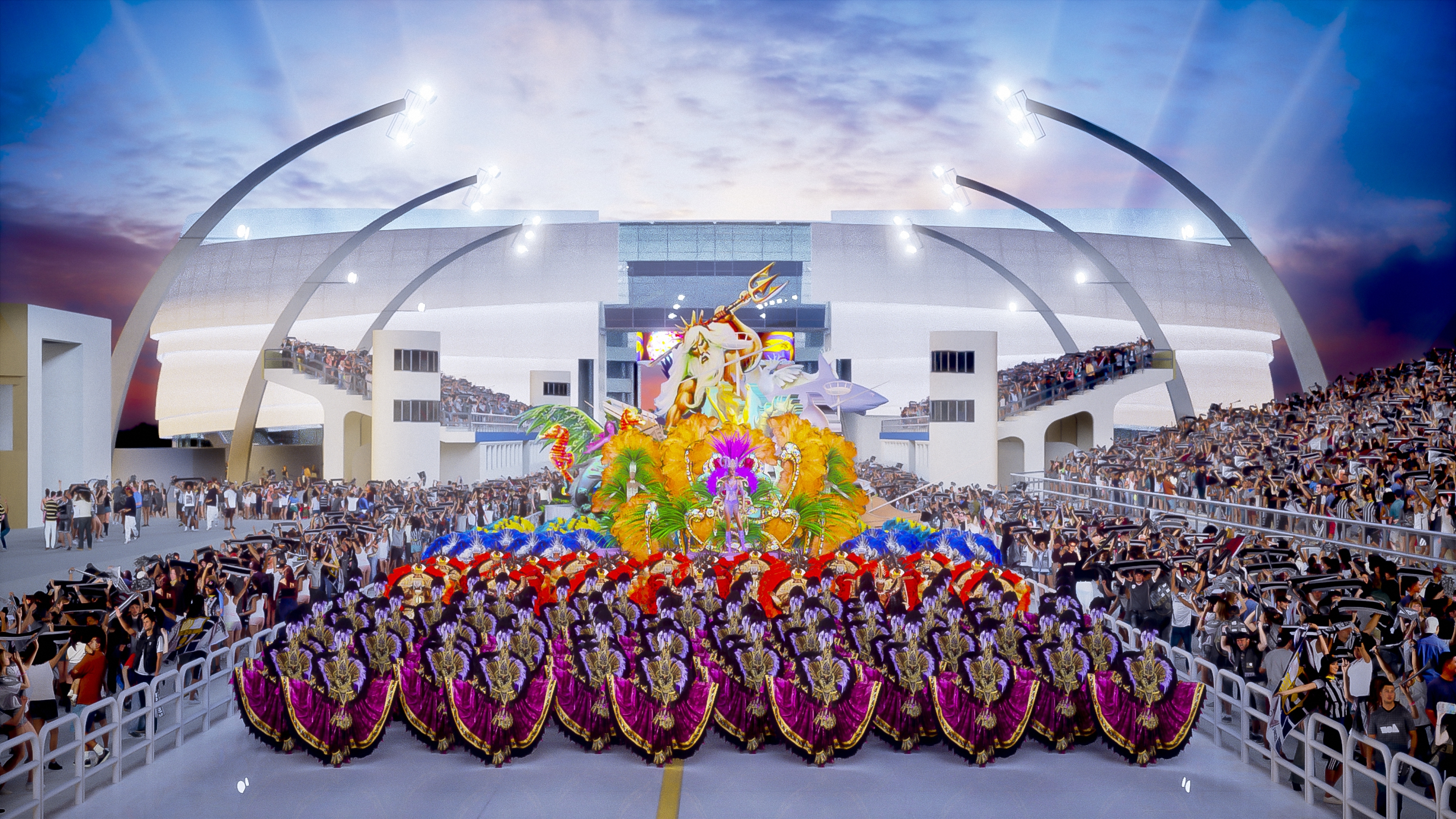 巴西里约热内卢桑巴舞庆典广场多功能运动场馆设计-4