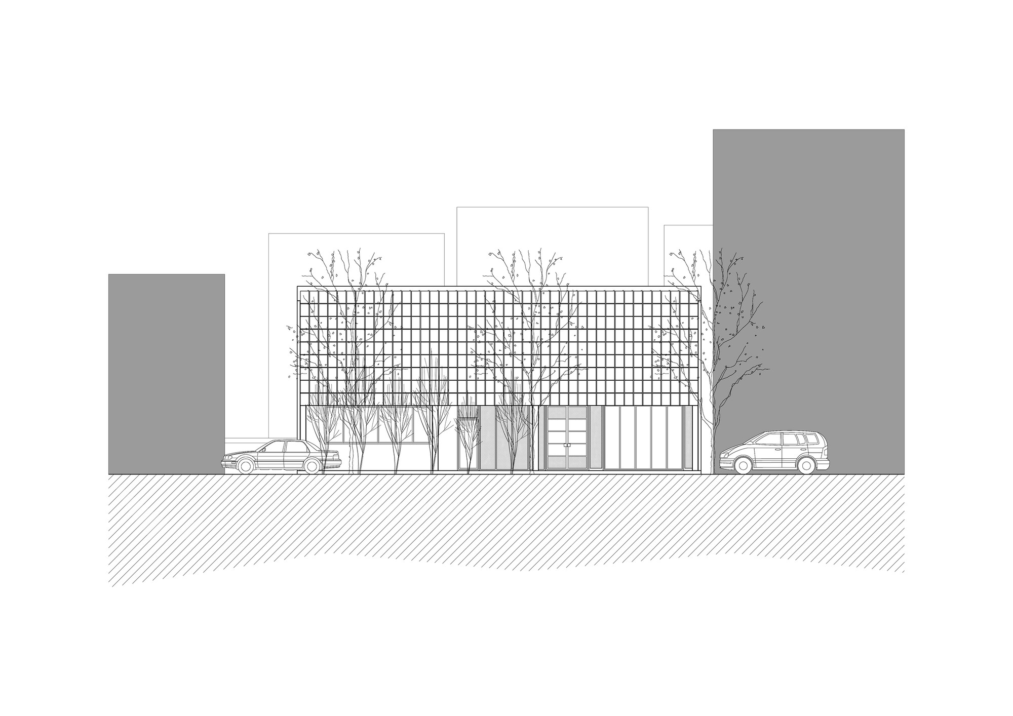 韩国仁川“森林的房子”餐厅,绿色百叶窗创造自然立面-17