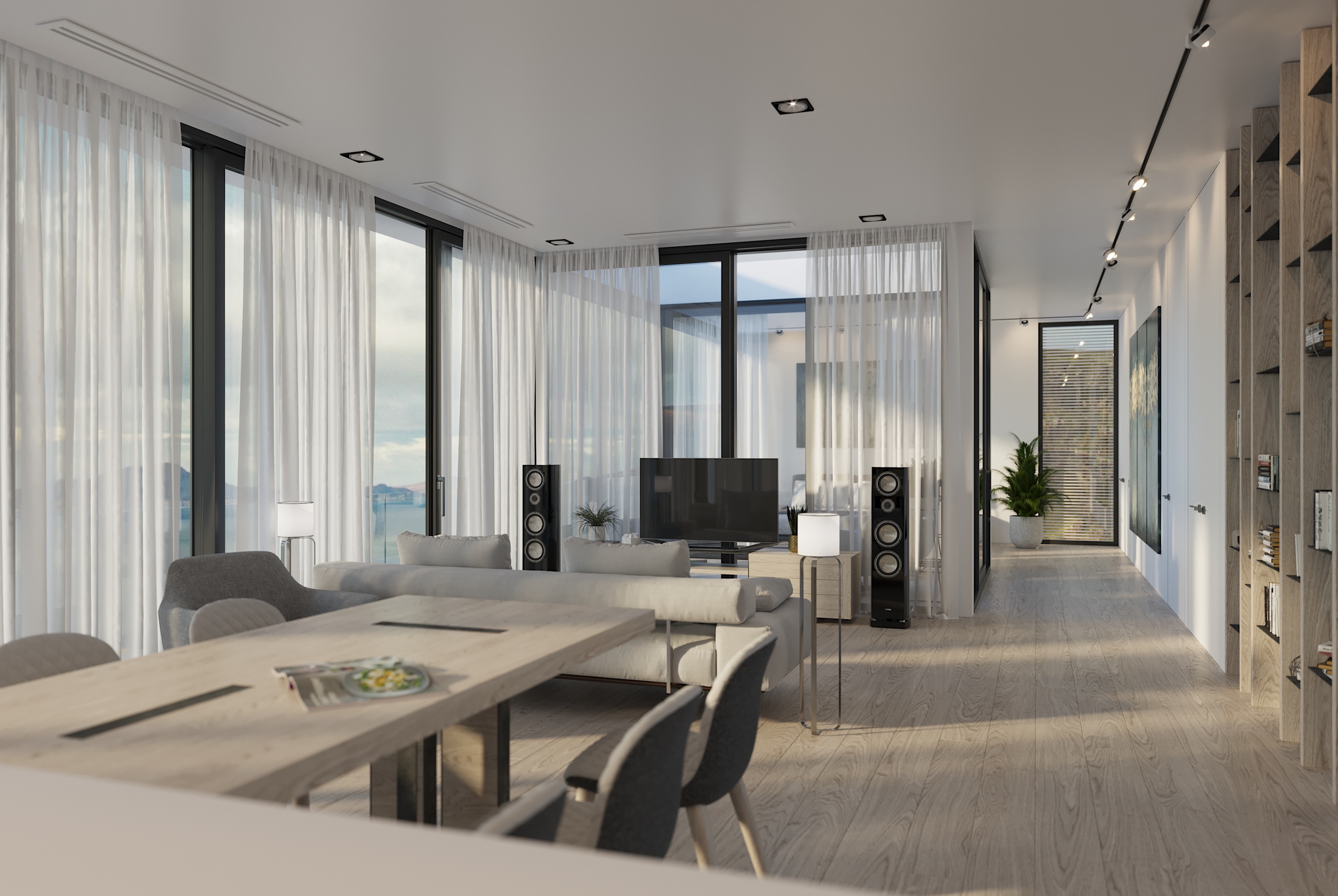 Bright living room on the sea coast-0