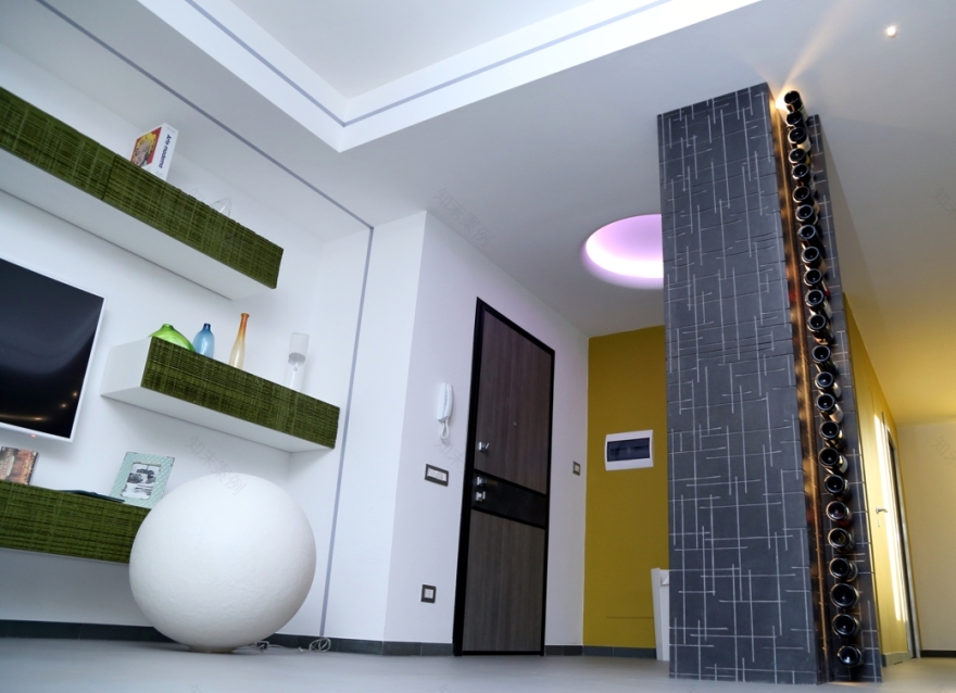 现代风格公寓设计,绿色与白色打造生活空间-9